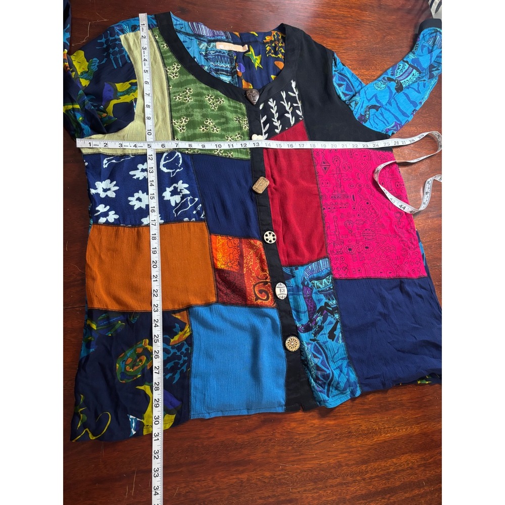 La Cera Womens Patchwork Button Front Blouse 1X B… - image 5